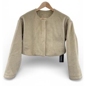 Chartou Cropped Jacket Sz S Beige Button‎ Front Lined NWT Perfect Over Dresses